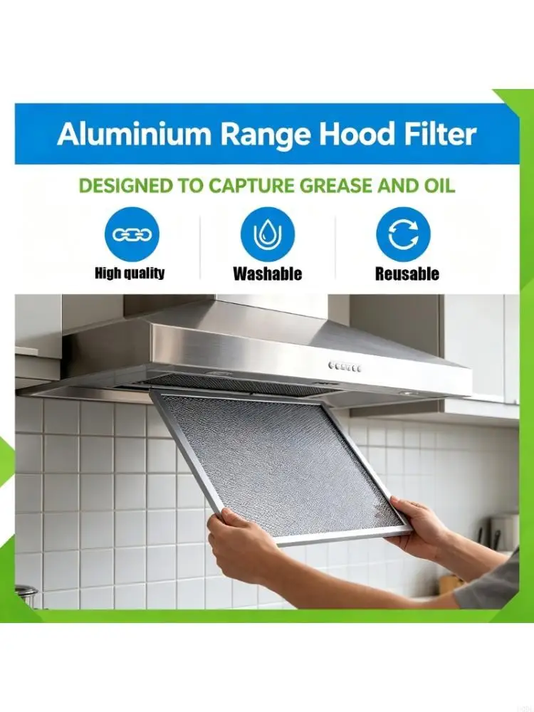   Kitchen Hood Filter Replacement, Rectangular Washable Grease Filter