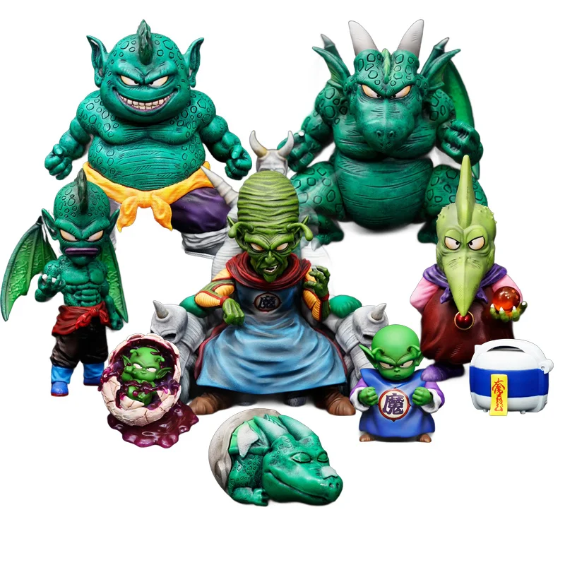 9pcs Dragon Ball Anime Figure Gk 1/8 Wcf King Piccolo Family Action Figure Pvc Namekian Cymbal Piano Tambourine Drum Model Toys