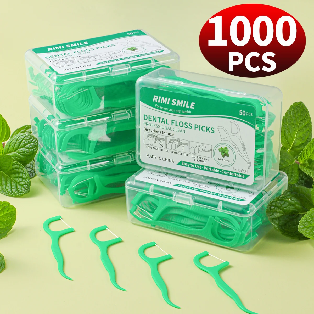 1000/500/300/150/50PCS peppermint dental floss, super strong tooth cleaner, portable travel teeth care, value for money set