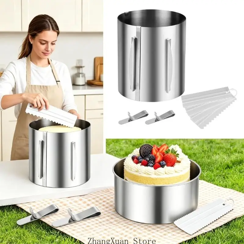 Metal Cake Collar for Cake Form Work with 16-30 Size Guide 3XUF