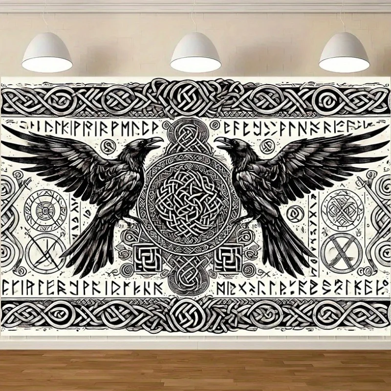 1pc Celtic Knot & Divine Bird Tapestry - Multi-Functional Polyester Backdrop for Living Room Bedroom Office Home Decor Flat