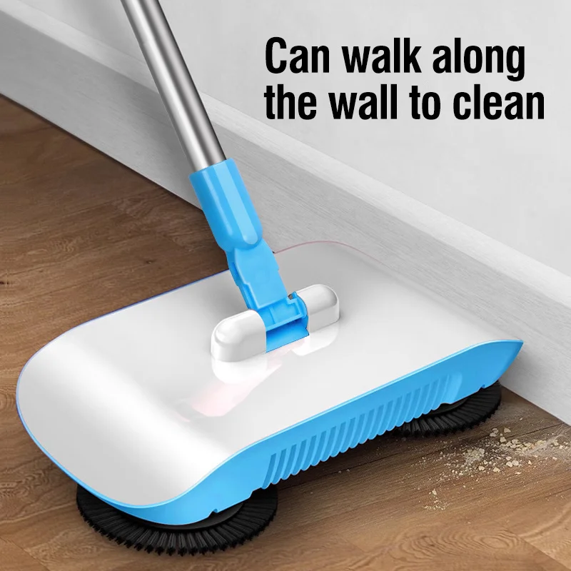 3-in-1 Walk-Behind Sweeper With Long Handle, Multifunctional Broom And Mop For Easy Cleaning, Suitable For All Hard Floors