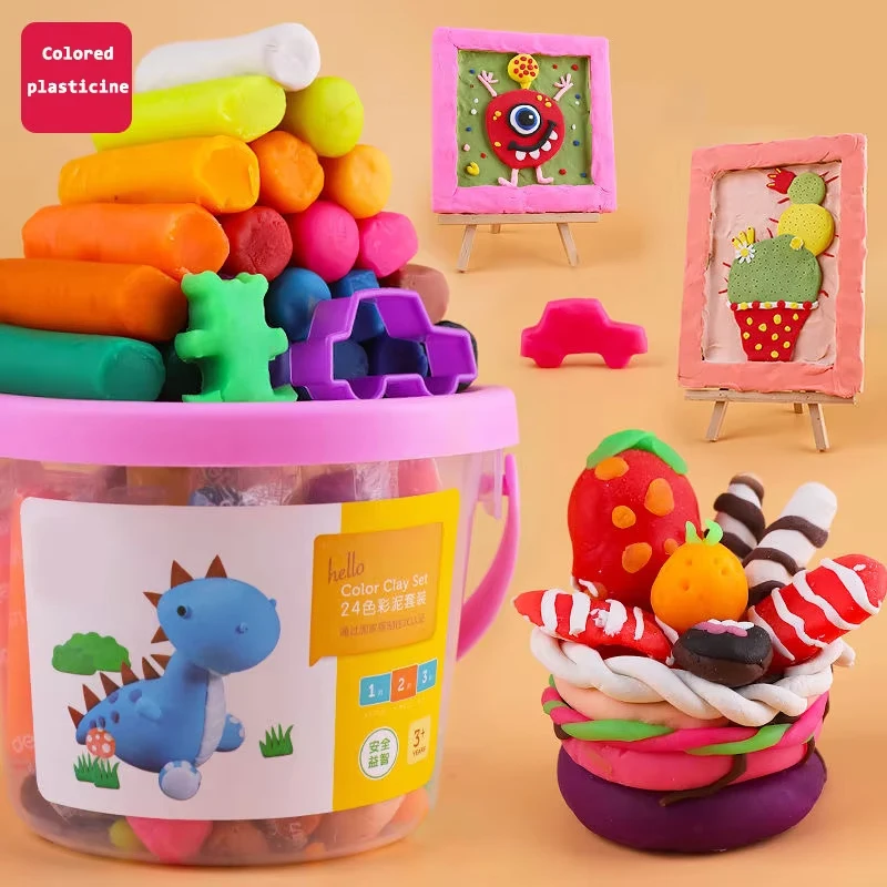 12/24Colors Polymer Light Clay Plasticine Clay Air Dry Playdough DIY Soft Playdough Creative Handgum Toys For Kid DIY Light Clay