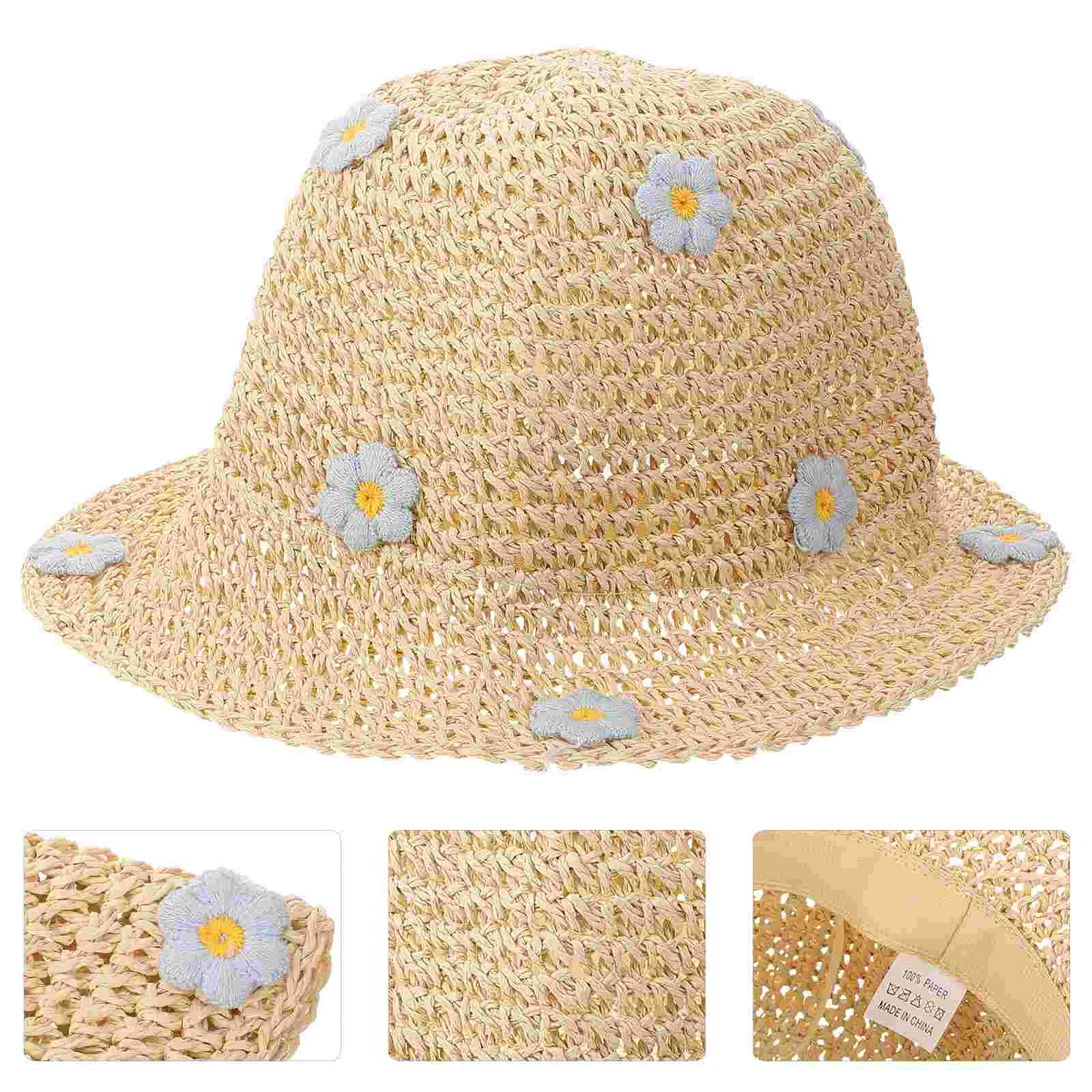 

Small Flower Straw Hat Hats Cute Bucket Woven Chic Fisherman Fisherman's Weaving Folding Comfortable Wearing Women Miss