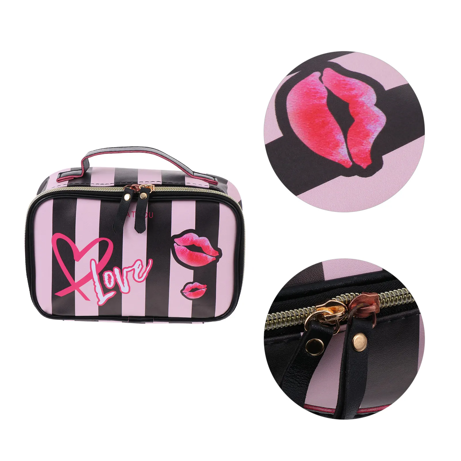 

Striped Storage Durable Lightweight Portable ganizer Waterproof Toiletry Bag Women Polyester Makeup Bag