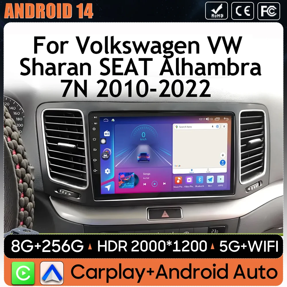 

Android 15 GPS Navigation Car Radio Video For Volkswagen VW Sharan SEAT Alhambra 7N 2010-2022 Car Intelligent Systems Screen 2k