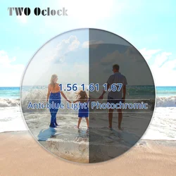 TWO Oclock 1.56 Prescription Photochromic Lens Anti-Glare Optical Lenses Resin Spectacle Transparent Gray Brown Myopia/Hyperopia