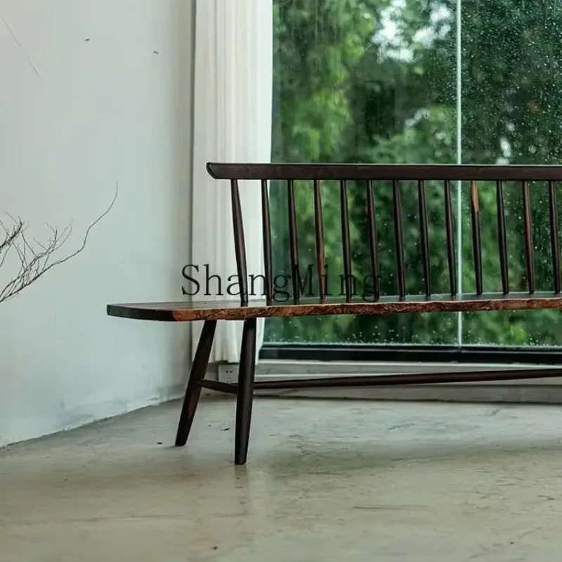 

CL Household Dining Side Stool Wabi Sabi Bench ChairSolid Wood Bench Chair Ebony Log