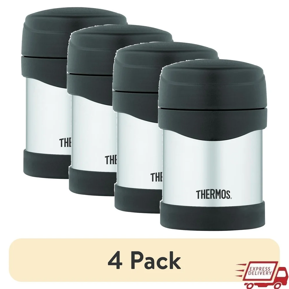 

4 Pack Stainless Steel Vacuum Insulated Food Jar 10oz Unbreakable Container Keeps Food Hot Cold Extra Wide Mouth Easy Clean