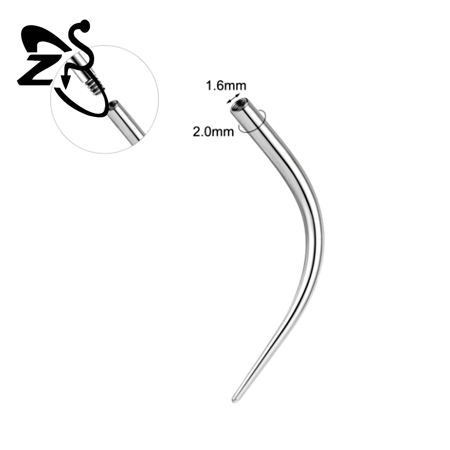 ZS 1 ST Recht Gebogen Rvs Taper Tool Draadloze Inbrengen Schroef Op Assistent Kit Voor Oor/Neus/Navel piercing Gereedschap