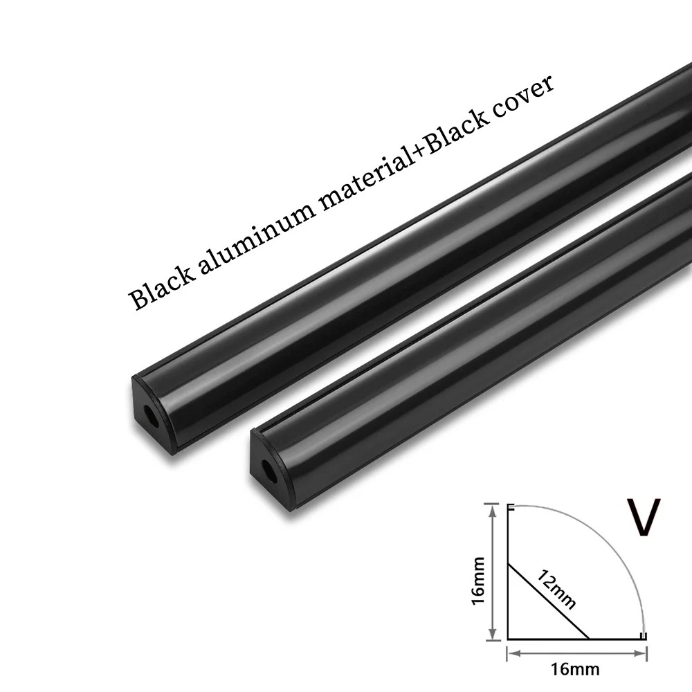 Black 50cm 1-30Pcs/lot LED Aluminum profile 0.5m/pcs U/V shape for 5050 2835 3528 LED Strip Bar channel White/Black Cover