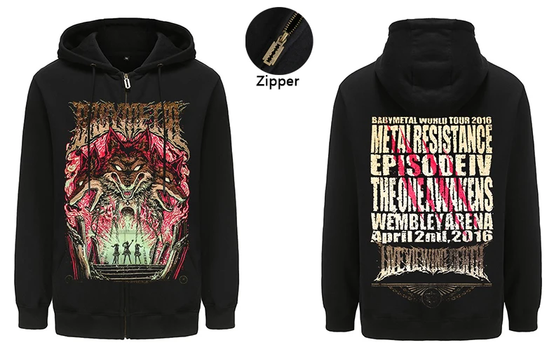 

Heavy Metal Rock Band BABYMETAL Graphic Zip-up Hoodie Sweatshirts Men/Women Long Sleeve Zipper Hoody Clothes Streetwear Harajuku