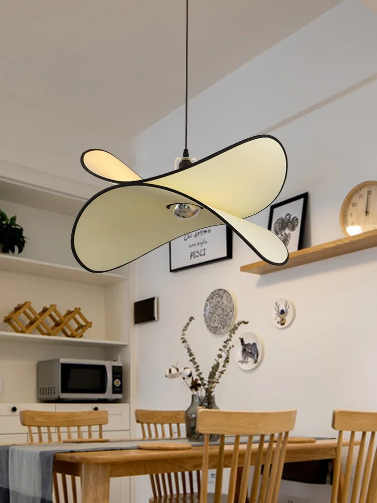 Nordic Wabi Sabi Fabric Led Pendant Light Lustre Living Room Bedroom Restaurant Chandelier Decoration Home Hanging Lamp Fixtures