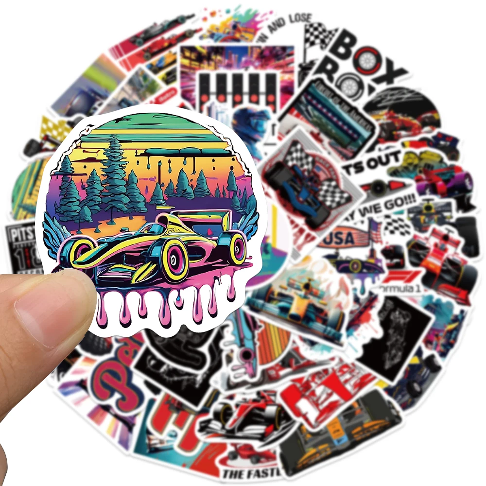 50pcs COOL Car F1 Formula One Racing Brand DIY for Helmet Luggage Bumper Bike Motorcycle Car Vinyl Decals Sticker Decal Sticker