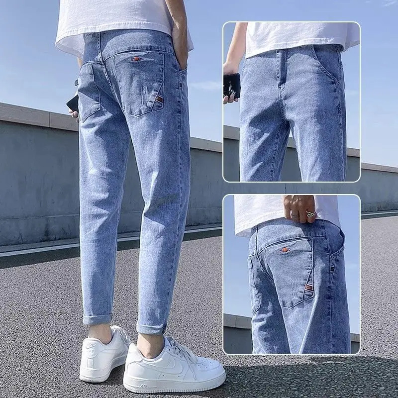 Summer Thin 2025 New Deimn Jeans Men's Slim-fitting Pants Korean Casual Pants Fashion Spring and Summer Jeans Men's Luxury New