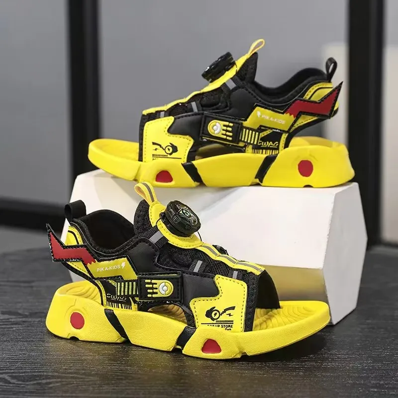 

Детские сандалии для мальчиков, милые легкие удобные летние нескользящие спортивные сандалии на плоской подошве, модные повседневные сандалии на плоской подошве для детей