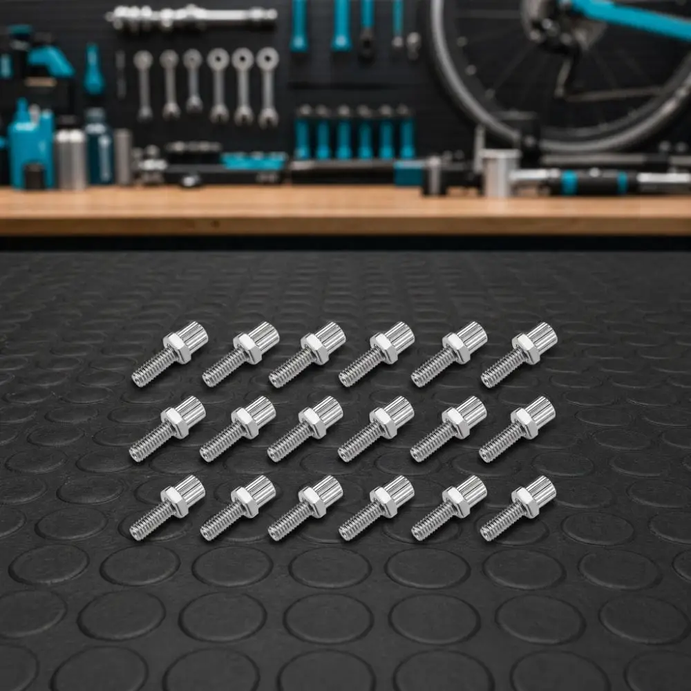 20pcs Galvanized Metal Brake Cable Adjuster Screw M6 Thread Lightweight Bike Barrel Adjuster Bolt with Nut Silver