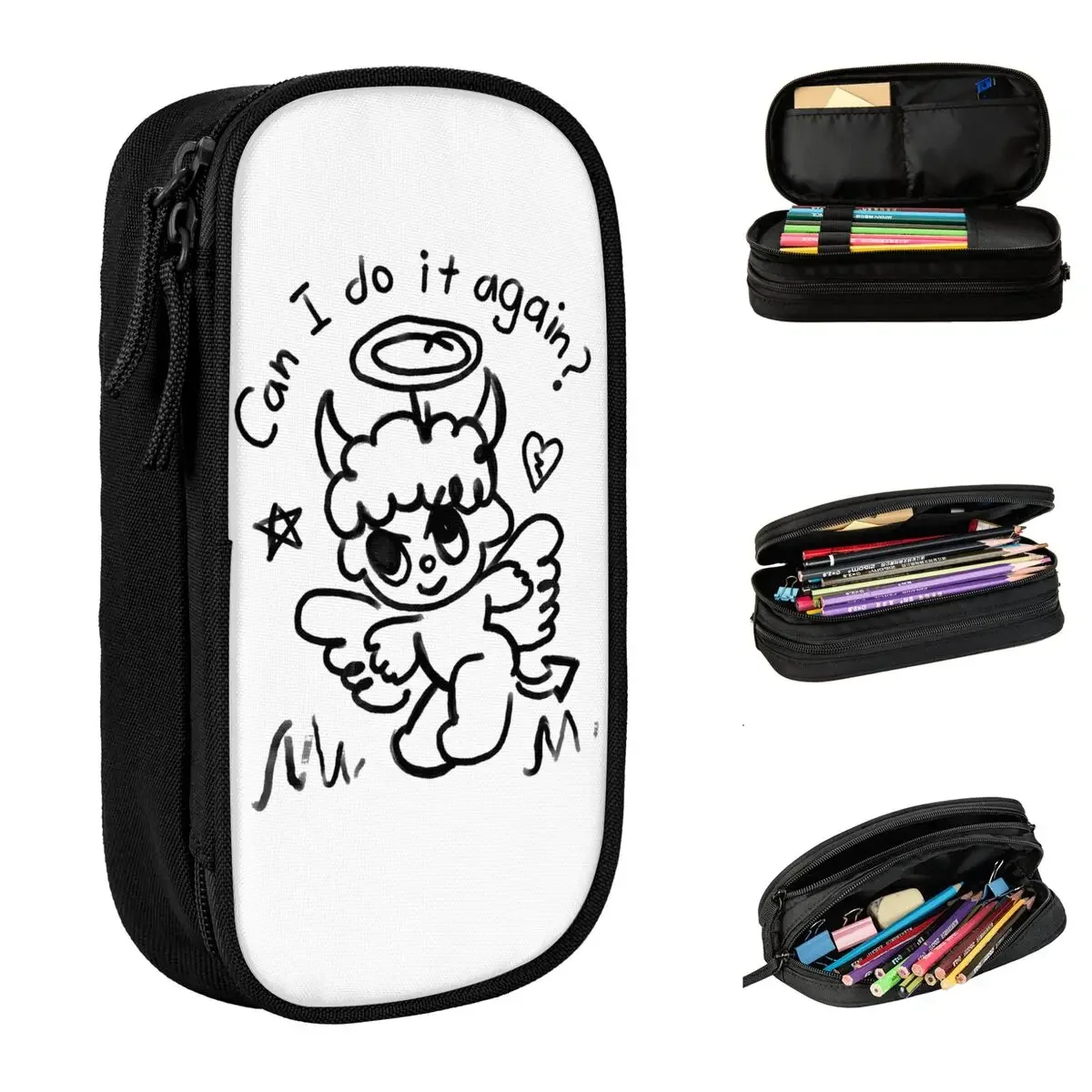 Devil Angel Karol G Album 2023 Pencil Case Double Layer Large-capacity Office Bichota Season Pencil Case Stationery Amazing Gift