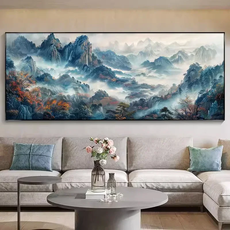 Waterfall Mountain View 5D Diamond Painting Chinese Ink Landscape Diamond Art Cross Stitch Kit Friends Christmas Gift