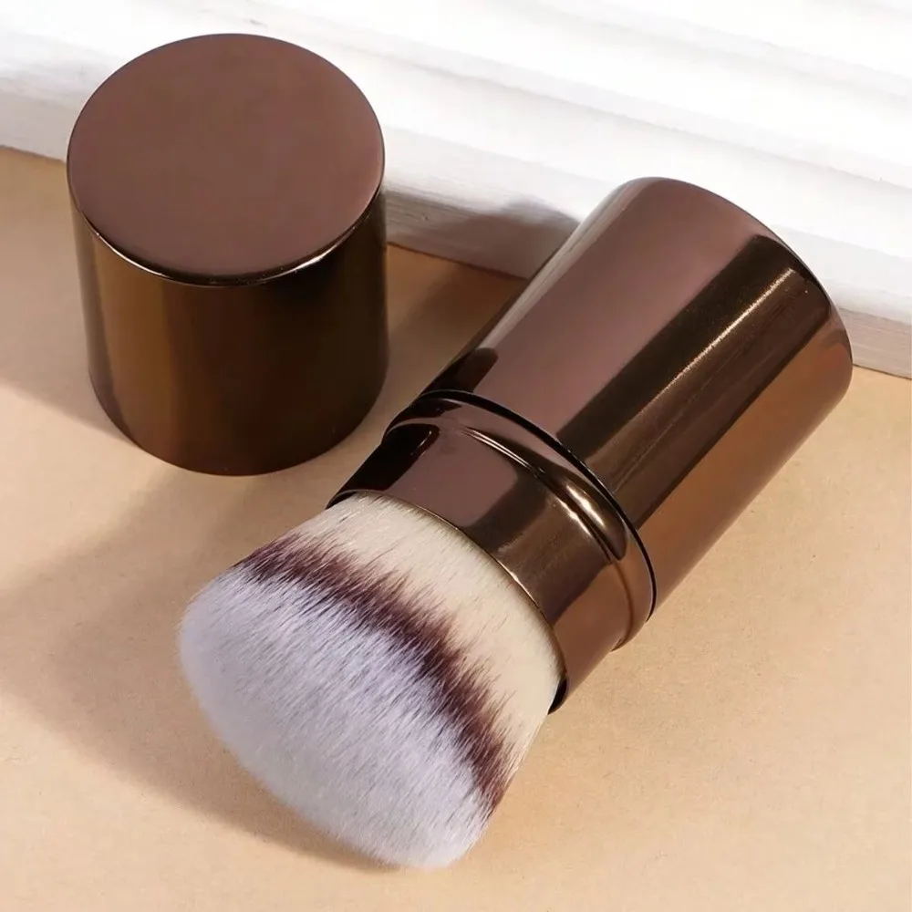 1 Stück tragbarer, einziehbarer Make-up-Pinsel aus synthetischem Haar, ultraweicher, flacher Winkel, Rougepinsel, Puderpinsel, Make-up-Anwendung