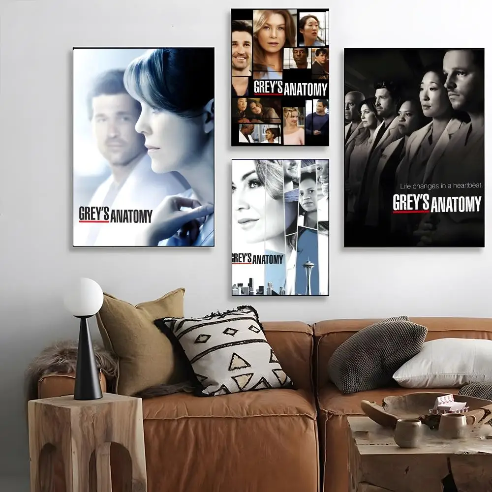 Greys Anatomy TV Poster Self-adhesive Art Waterproof Paper Sticker Coffee House Bar Room Wall Decor