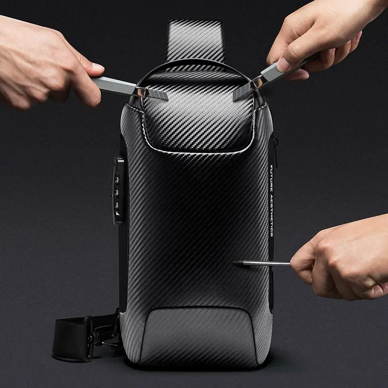 BANGE-Bolso de pecho antirrobo para hombre, impermeable con carga USB bandolera, paquete de viaje corto