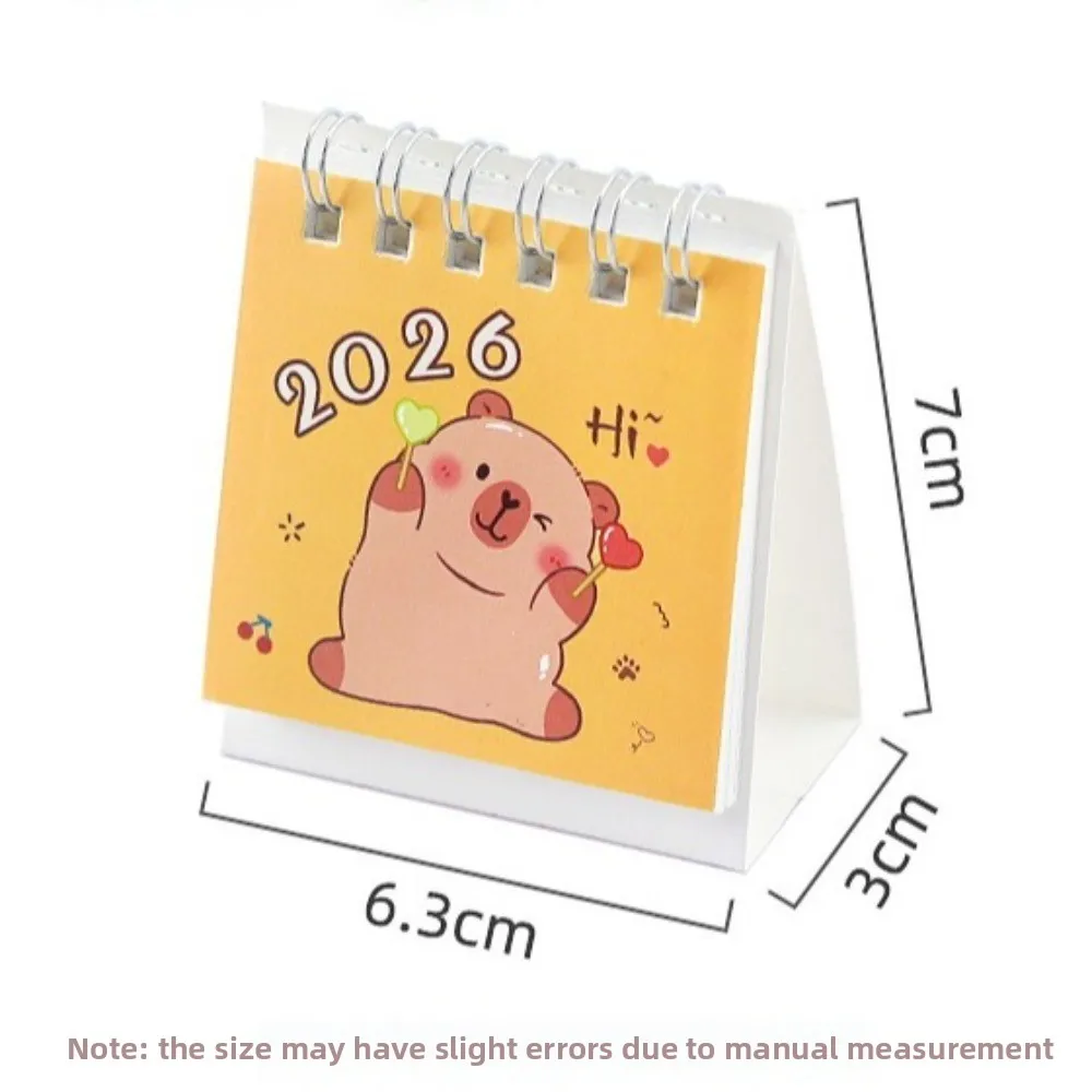 Semplice piccolo calendario da tavolo 2026 Decorazione da tavolo per cartoni animati Mini calendario in piedi Calendario a spirale di vibrazione Materiale scolastico per ufficio