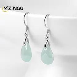 High-grade S925 Silver Inlaid Natural A Goods Jadeite Drops Earrings Ice Jadeite Fashion Women's Charm Earrings