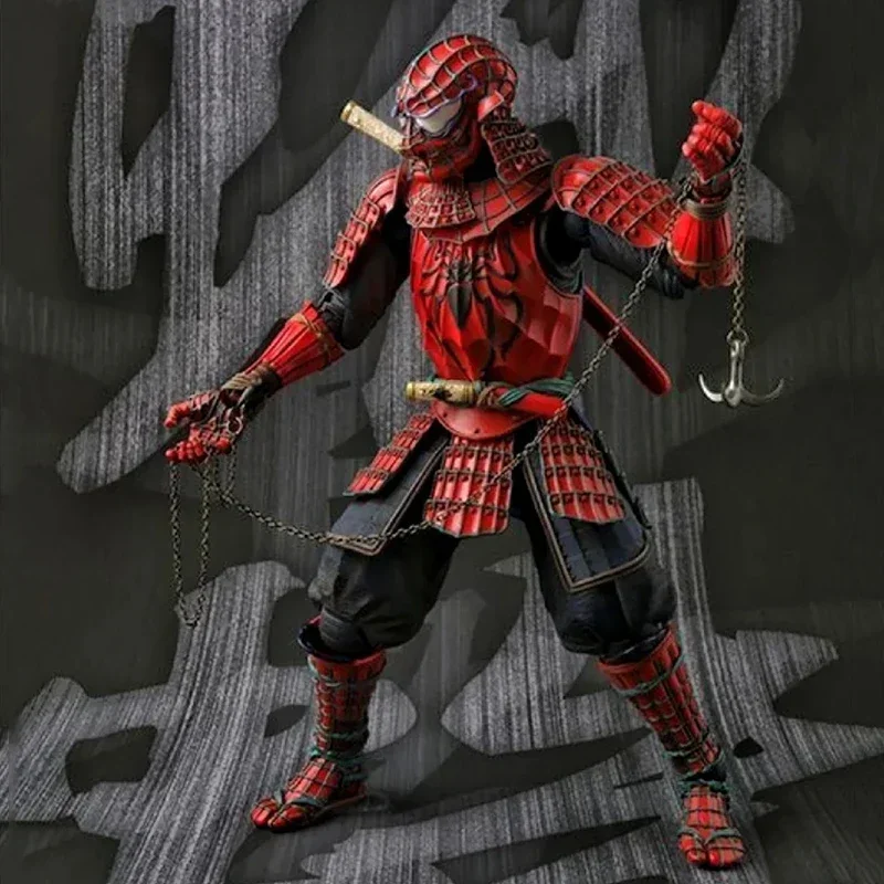 Marvel Figure Samurai Series Statue Spiderman Ironman Deadpool Action Figures Movable Joints Collectible Model Decor Toy