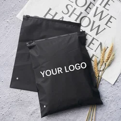 Deslizador de bloqueo de cremallera esmerilado biodegradable personalizado, bolsas de cremallera eva de pvc negro, embalaje de plástico con logotipo impreso personalizado