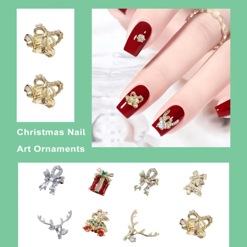 Nail Art Set Natal com desenhos de zircão, jóias decorativas infantis, nova arte para unhas, presente para amigos da família