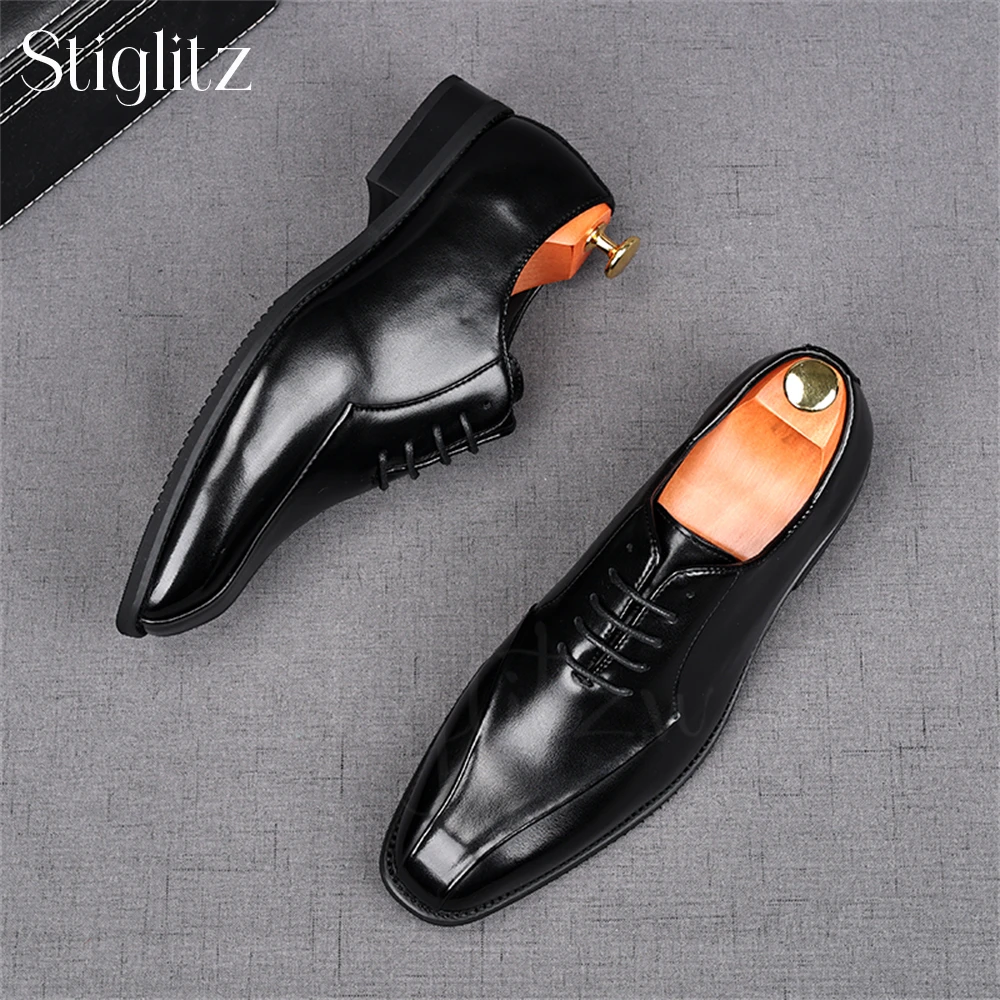 Polished Oxford Shoes for Men Soft Leather Handmade Shoes Sewing Design Elegant Banquet Shoes Wedding Leather Shoes Black Brown