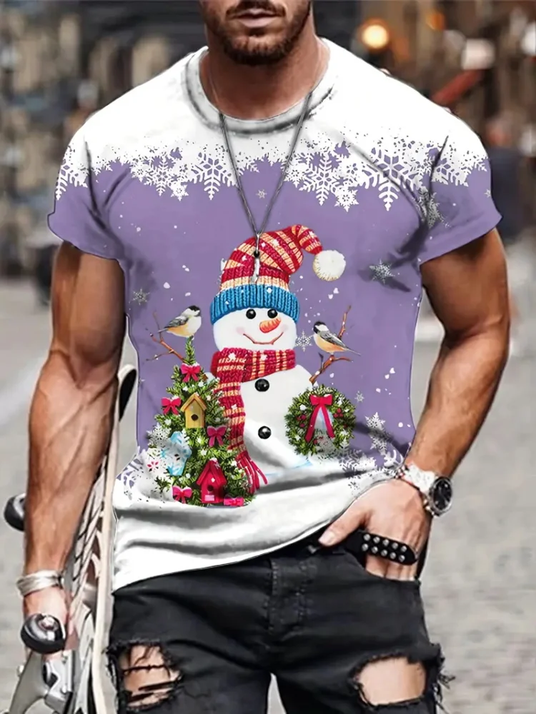 Christmas street fashion men\'s T-shirt Everyday casual short-sleeved top Outdoor sport T-shirt 3D printed men\'s T-shirt Art
