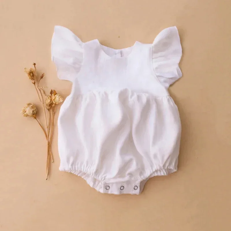 Baby Girl Jumpsuit Summer Newborn Fly Sleeve Bodysuit Lovely Sleeveless Baby Girl Clothing