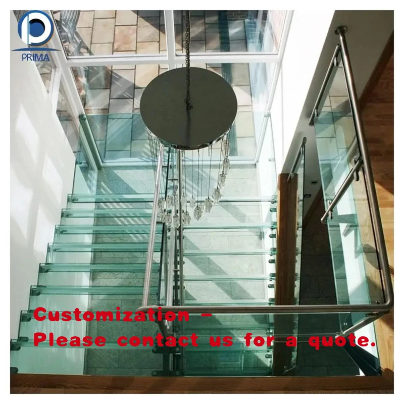custom.Prima Industry High-end Project Glass Steps Straight Stairs