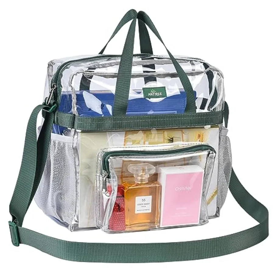 

MAY TREE Clear Bag for Stadium Events 12×6×12 Clear Tote Lunch Bag with Reinforced Straps for Work Sporting Events and Gym