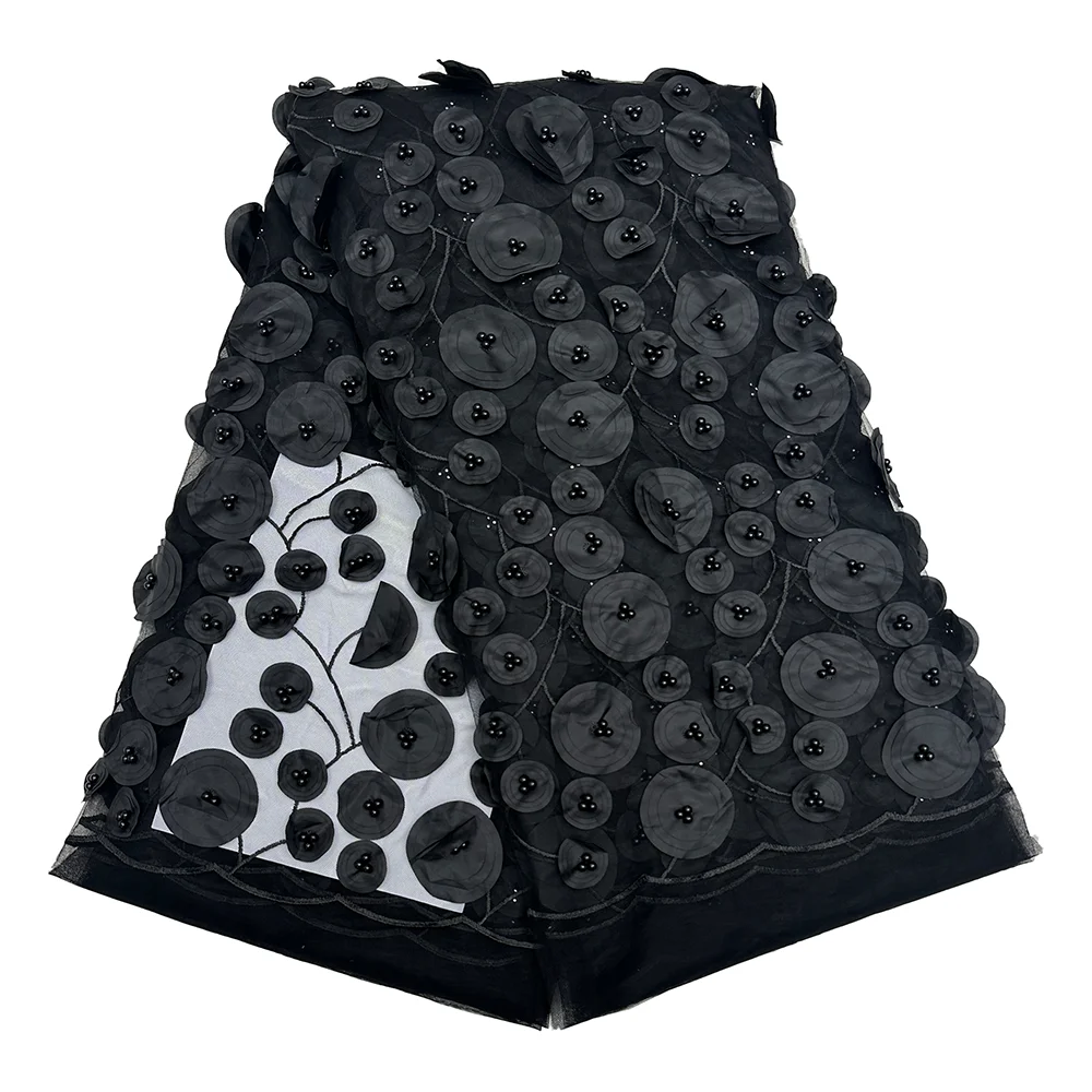 ثلاثية الأبعاد الزهور أقمشة الدانتيل عالية الجودة النيجيري فستان حفلات الزفاف رائجة البيع الأفريقي يزين الأورجانزا شبكة الدانتيل خياطة النسيج 2025