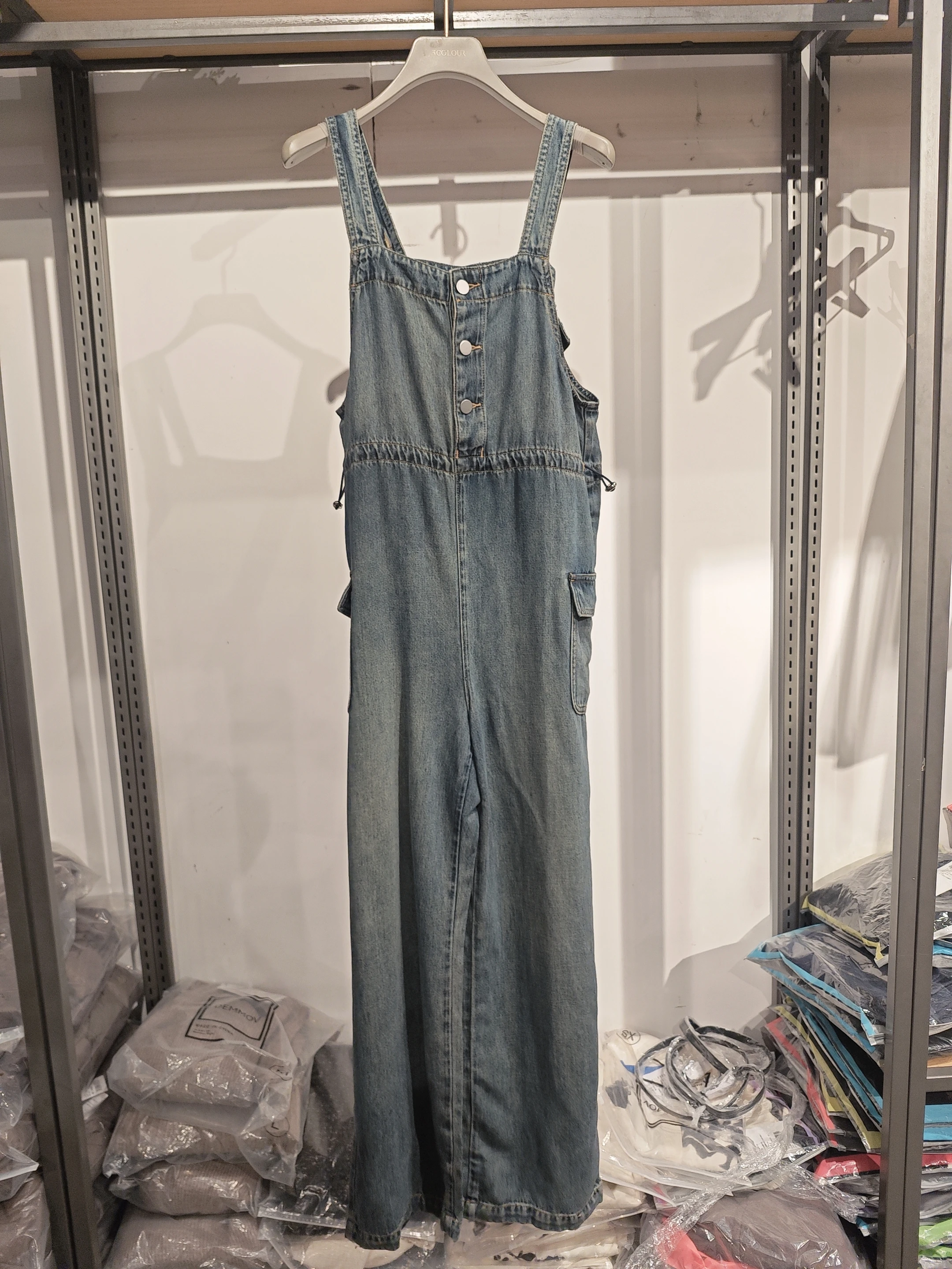 

Summer Series Silk Cotton Linen Denim Overalls High Waist Straight Leg Long Pants Commute Sle No Return No Exchange