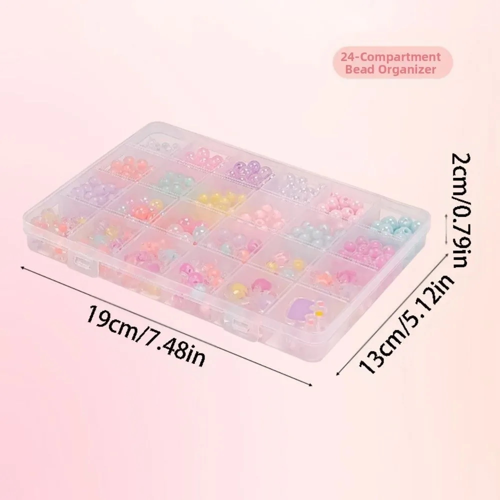 Kit di perline fatto a mano fai-da-te da 24 griglie Kit di creazione di gioielli fai-da-te in acrilico creativo Kit di creazione di braccialetti con perline Kawaii carino per bambini