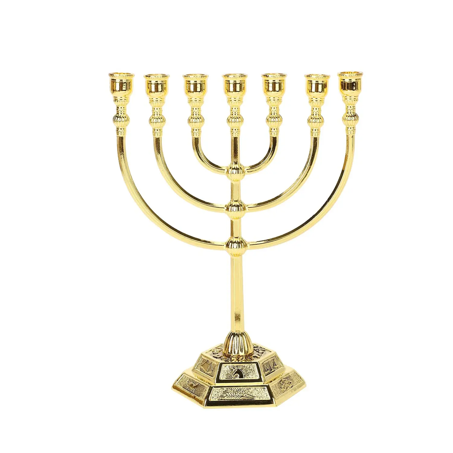 Candle Holder Golden Home Decor Romantic 7 Branch Menorah Metal Jewish Candlestick