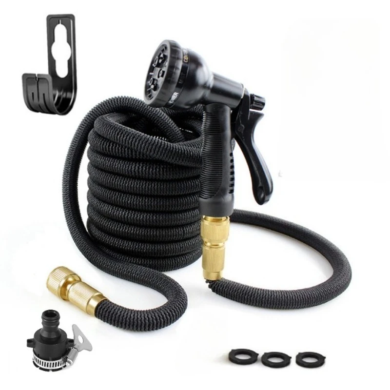 Retractable Garden Hose Set, High-pressure Car Wash Hose, Water Gun, Garden Watering Flower and Vegetable Magic Retractable Hose