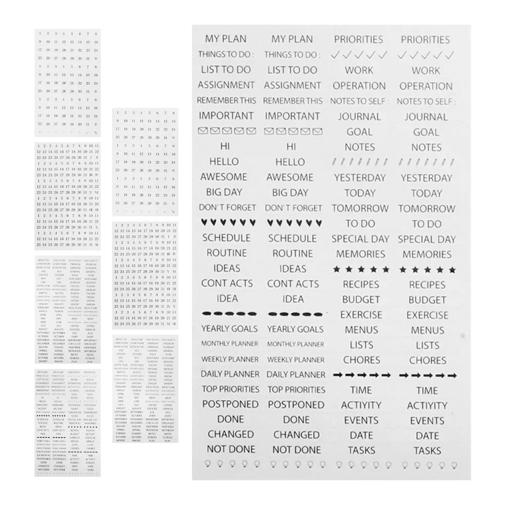 

8pcs Diary Planner Stickers Mini Calendar Number Date Tab Stickers For Journal Scrapbooking Agenda Decoration Adult Women Family