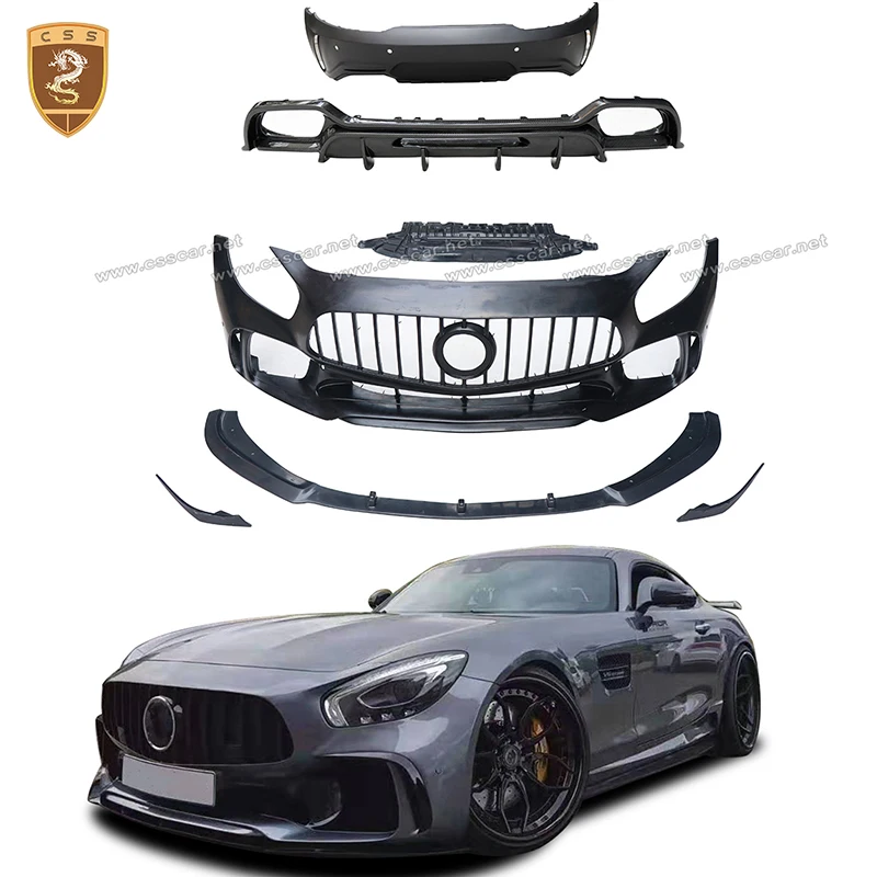 Car Front Bumper Lip Rear Diffuser Spoiler Body Kit For Mercedes-Benz AMG GT GTS GTC PD Style 2015-2018 2 Door FRP Material