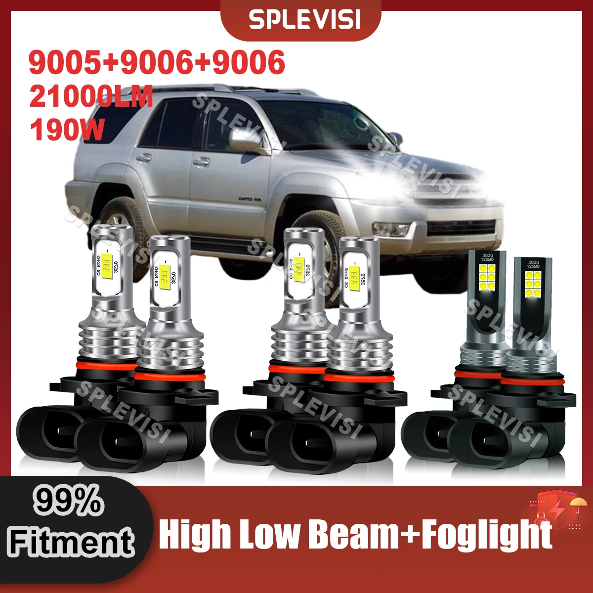 

Replace Car Light LED Headlight High Beam 9005 Low Beam 9006 Foglamp 9006 Combo 9V-24V 21000LM For Toyota 4Runner 2003 2004 2005