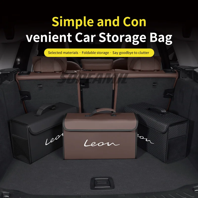 

Car Trunk Organizing And Storage Box For Seat Leon IBIZA Brand new Leather Trunk storage box Automobile interior Accessories