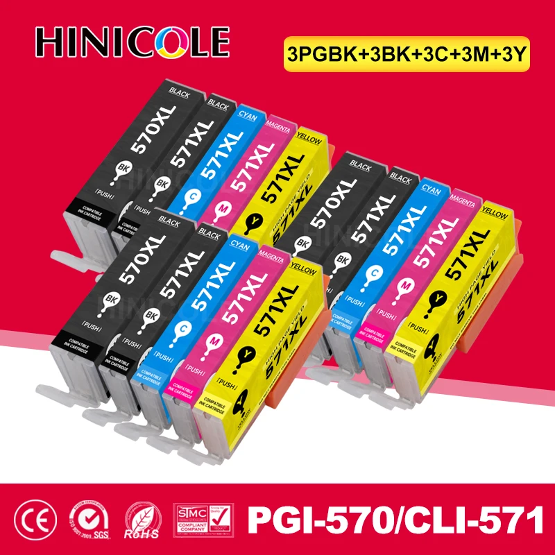 Hinicole Use For Canon PGI 570 CLI 571 PGI570 XL Ink Cartridge For Canon Pixma MG5750 MG5751 MG5752 MG6850 MG7750 MG6853 MG7753