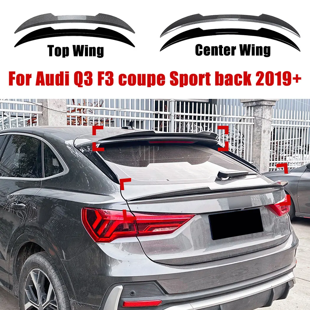 For Audi Q3 F3 coupe Sport back 2019+ Blade Style Car Top Wing and Center Wing Spoiler Fixed Wind Wing Splitter Guard Modified