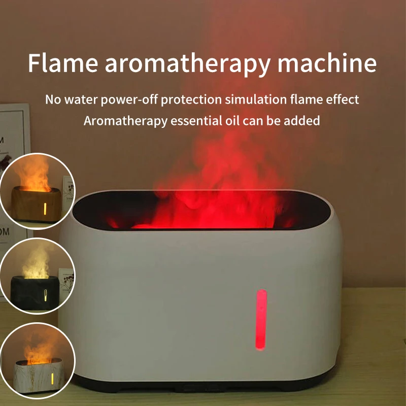 200ml White Flame Essential Oil Aromatherapy Humidifier LED Colored Lights Spray with Remote Control Home Desktop Decoration