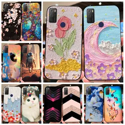 For TCL 20E Case 6125F Flower TPU Soft Black Silicone Covers for TCL 20Y Case TCL20E 20 E Protective Bumper Funda for TCL20E