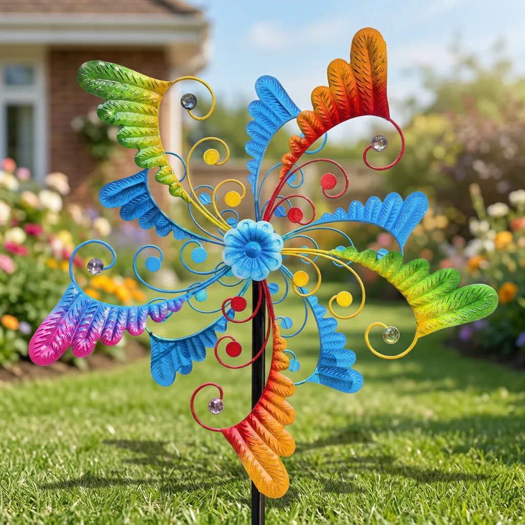 Outdoor Wind Spinner Metal Angel Windmill Garden Wind Turbine Ornaments Weather Resistant Decorative Yard Artwork